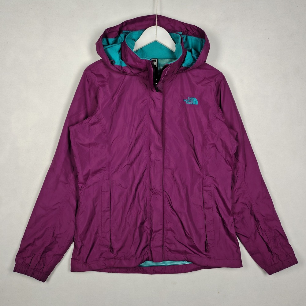 The North Face HyVent Hooded Waterproof Shell Jacket Magenta Teal 1289